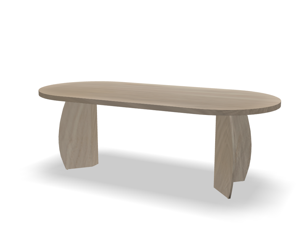 Plat ovale eikenhouten eettafel Nomie