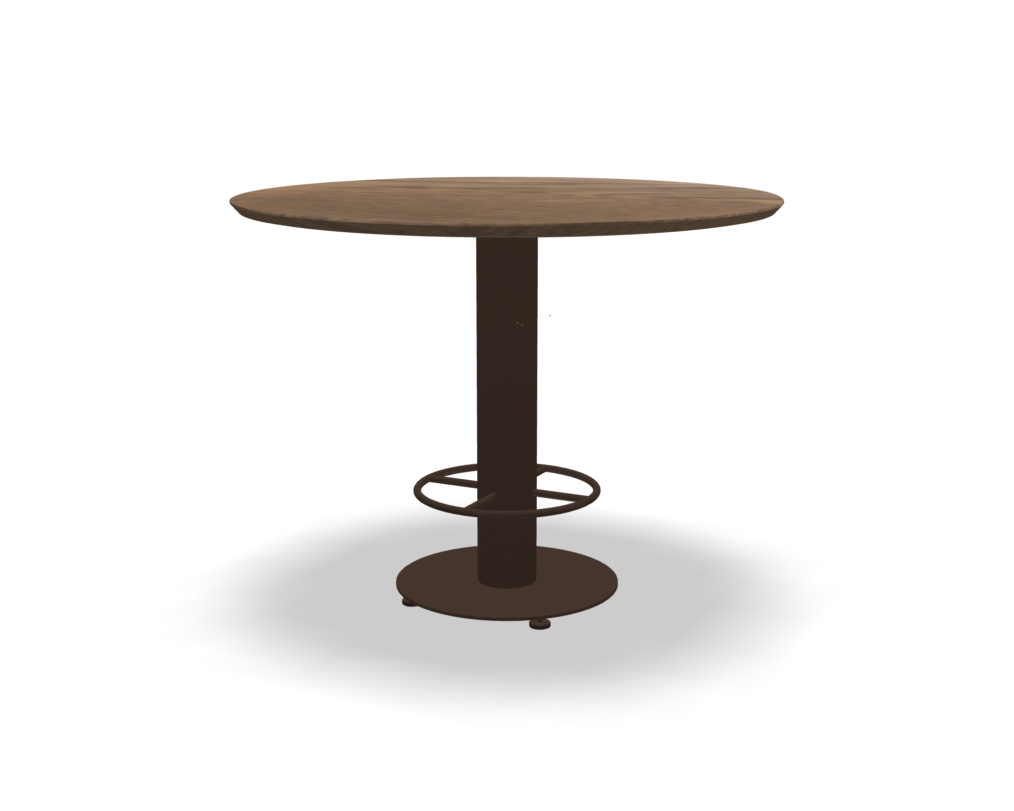 Ronde eikenhouten bartafel Sander met zwart stalen onderstel