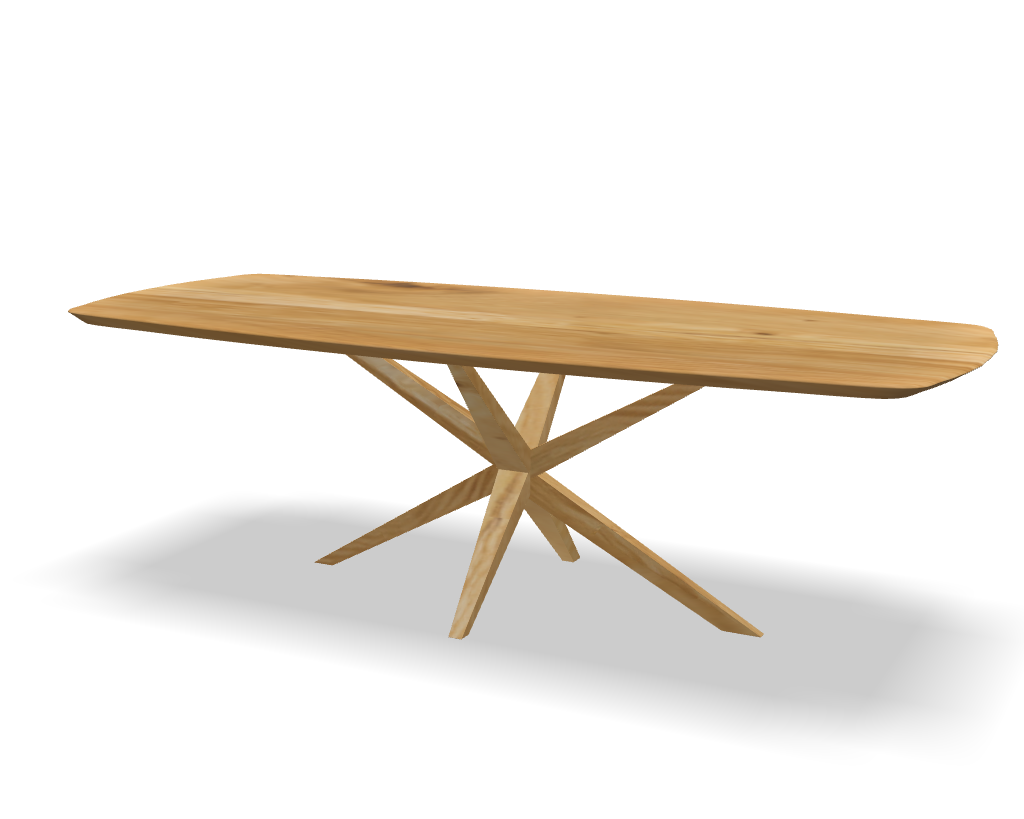 Deens ovale eikenhouten eettafel Dave met houten kruispoot