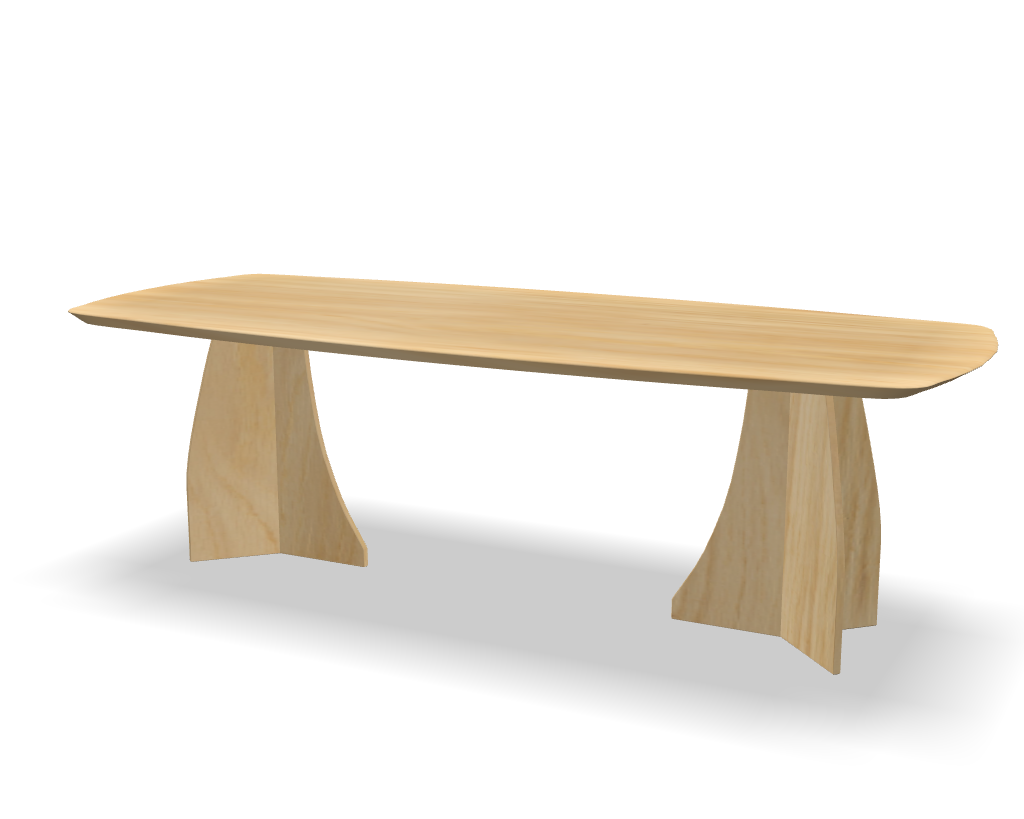 Deens ovale eikenhouten eettafel Luna met houten onderstel
