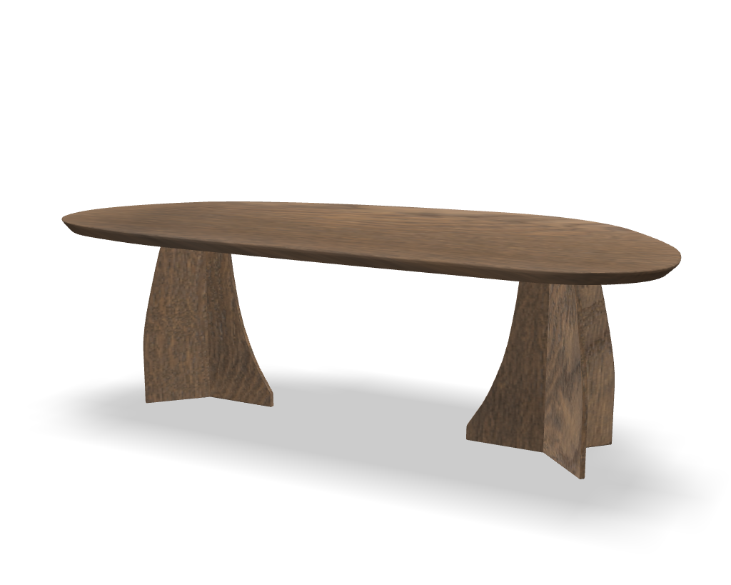 Organische eikenhouten eettafel Luna met houten poten Japandi interieur