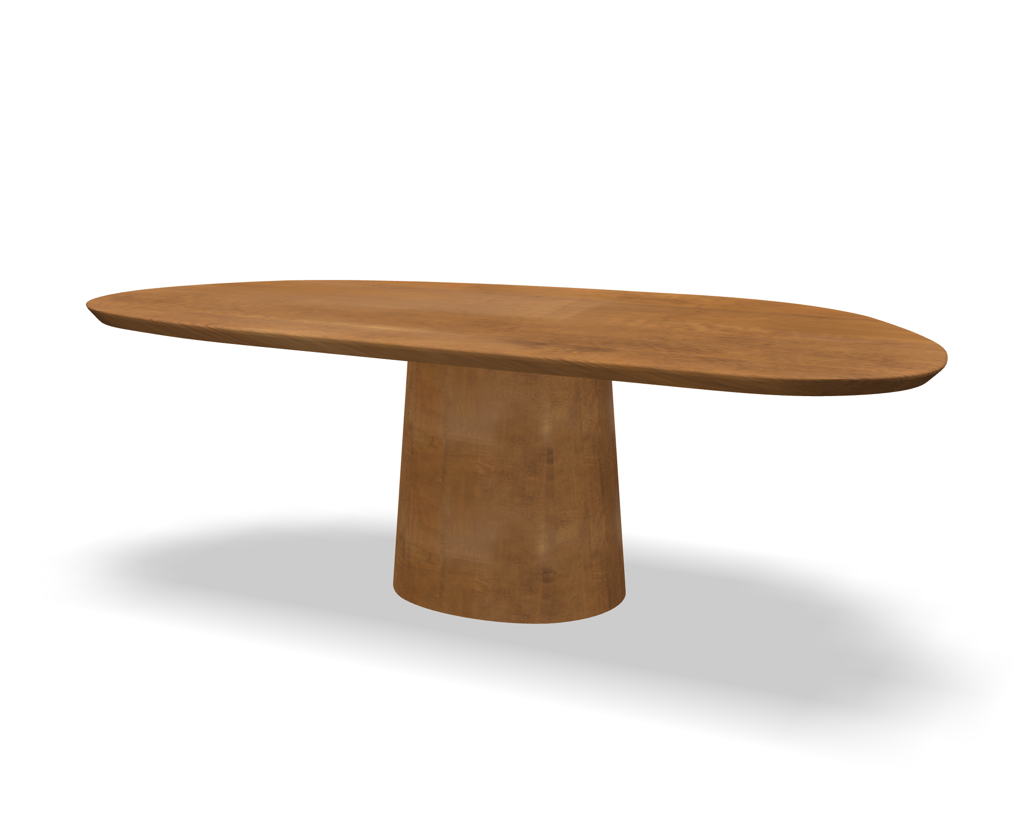 Organische eikenhouten eettafel Pien met houten poot bruin