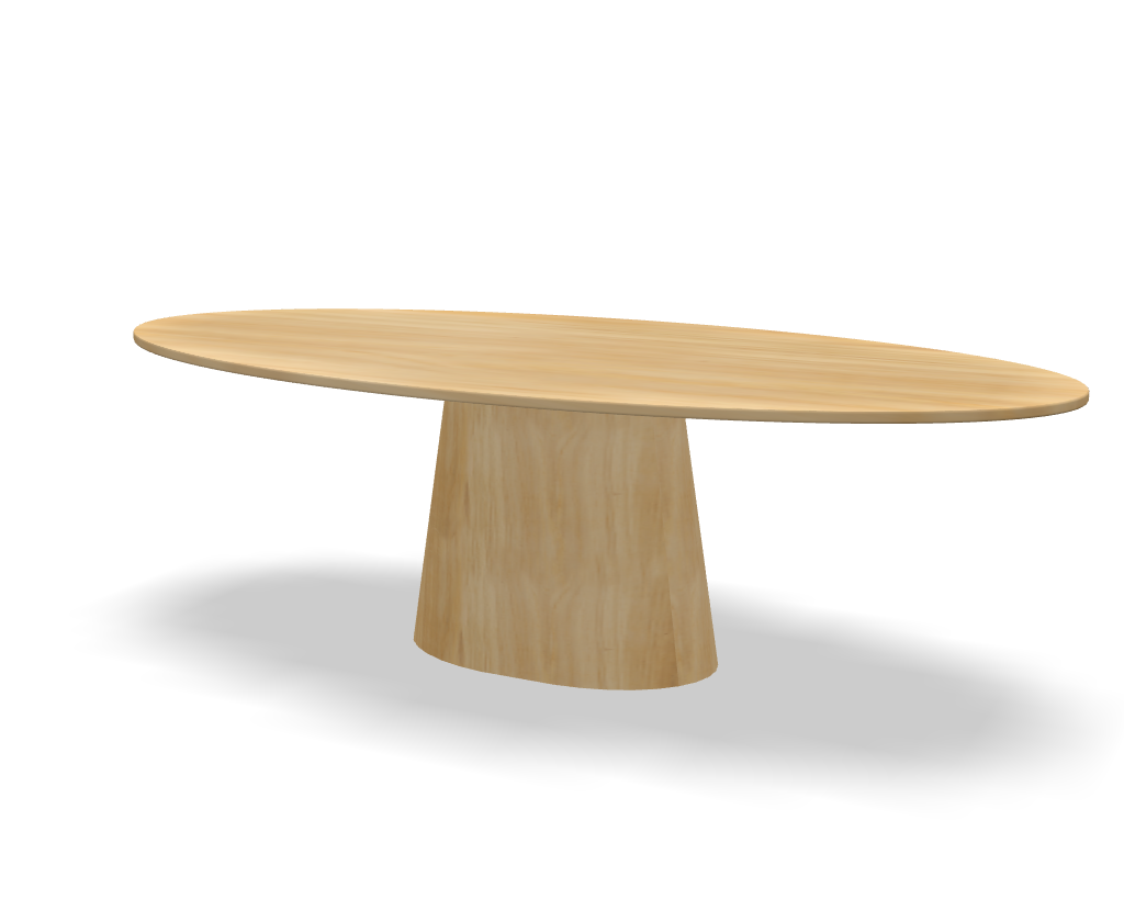 Ovale eikenhouten eettafel Pien met houten onderstel Scandinavisch