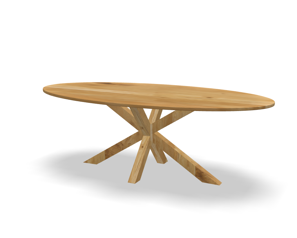 Ovale eikenhouten eettafel Marco met houten onderstel