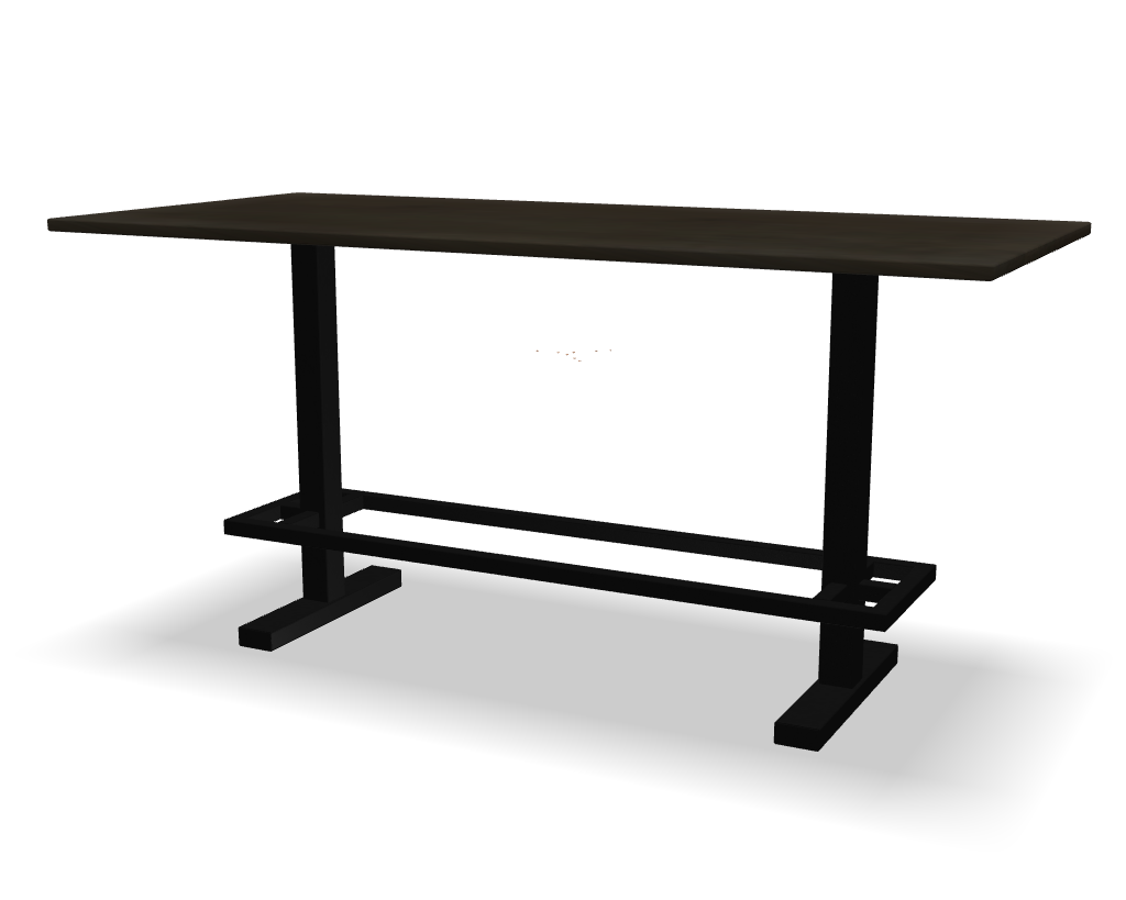 Rechthoekige eikenhouten bartafel Henry zwart met stalen onderstel
