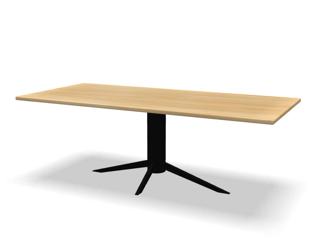 Rechthoekige eikenhouten eettafel Levi natuurlijk met zwart stalen onderstel