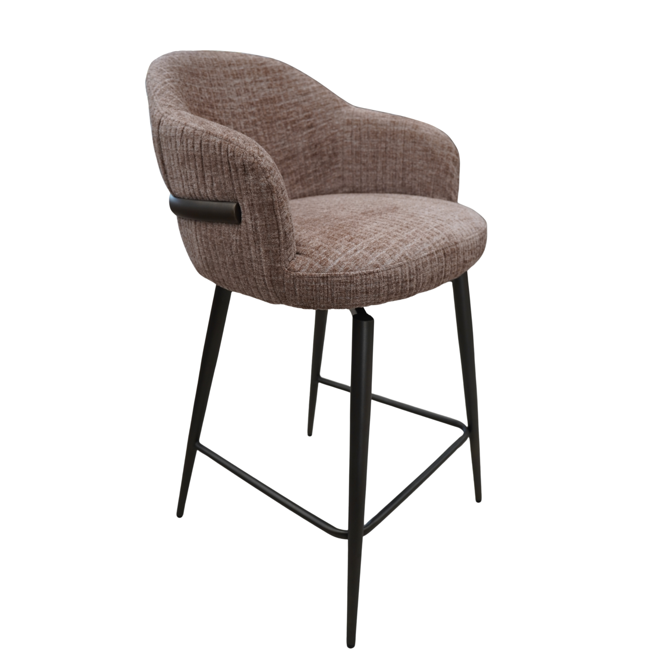 Barstoel New York in stof Jasper Beige 170 met armleuningen en Jupiter-onderstel, foto 1